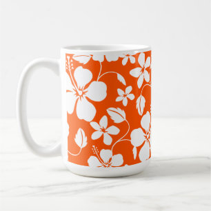 HAWAIIAN HULA (HIBISCUS) ORANGE COFFEE MUG