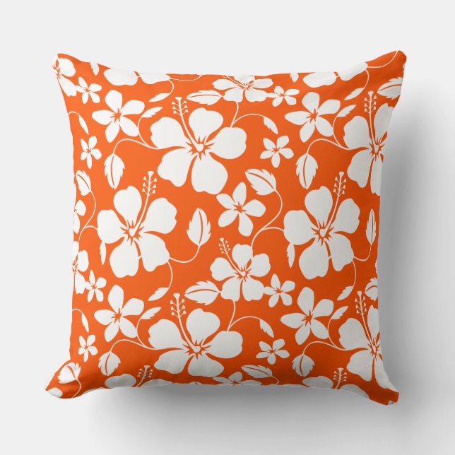 HAWAIIAN HULA (HIBISCUS) ORANGE CUSHION (Front)