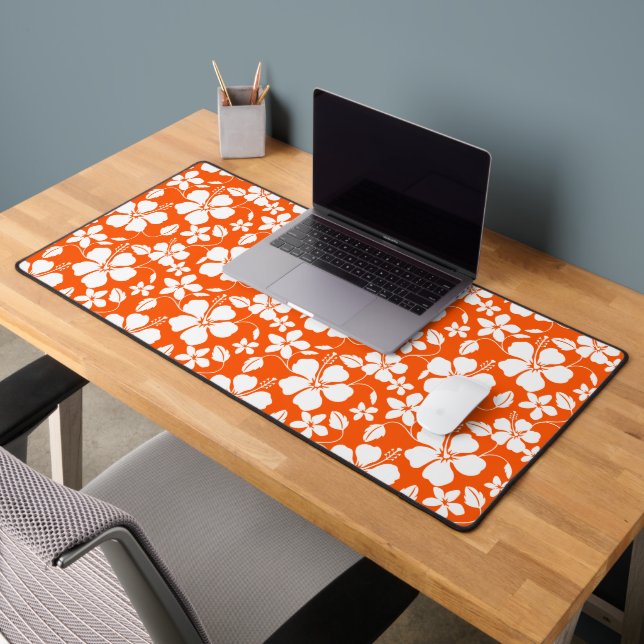 HAWAIIAN HULA (HIBISCUS) ORANGE DESK MAT (Office 2)
