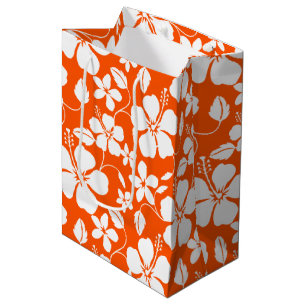 HAWAIIAN HULA (HIBISCUS) ORANGE MEDIUM GIFT BAG