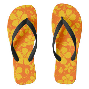 HAWAIIAN HULA (HIBISCUS) ORANGE MIX FLIP FLOPS