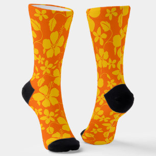 HAWAIIAN HULA (HIBISCUS) ORANGE MIX SOCKS