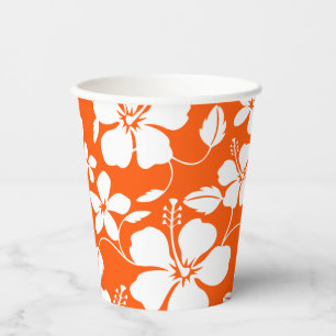 HAWAIIAN HULA (HIBISCUS) ORANGE PAPER CUPS