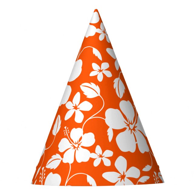 HAWAIIAN HULA (HIBISCUS) ORANGE PARTY HAT (Front)