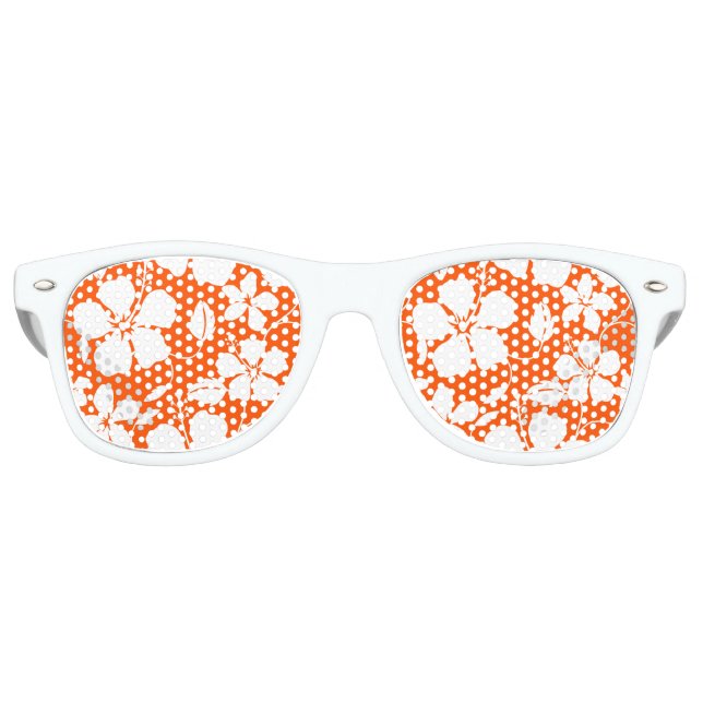 HAWAIIAN HULA (HIBISCUS) ORANGE RETRO SUNGLASSES (Front)