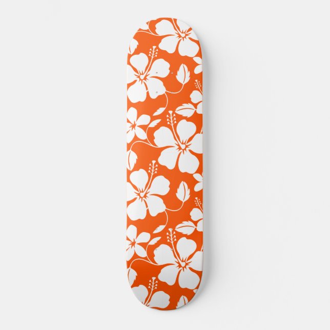 HAWAIIAN HULA (HIBISCUS) ORANGE SKATEBOARD (Front)