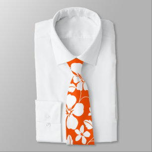 HAWAIIAN HULA (HIBISCUS) ORANGE TIE