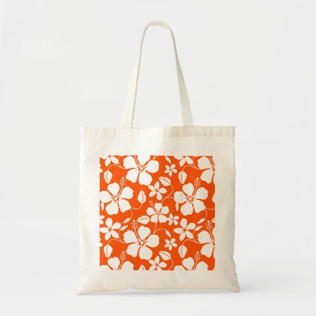 HAWAIIAN HULA (HIBISCUS) ORANGE TOTE BAG (Front)