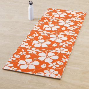 HAWAIIAN HULA (HIBISCUS) ORANGE YOGA MAT