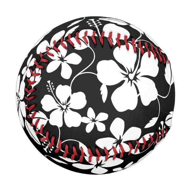 HAWAIIAN HULA (HIBISCUS) PATTERN BLACK BASEBALL (Front Left)