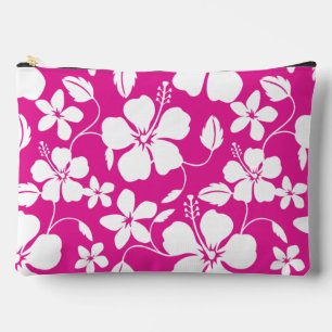 HAWAIIAN HULA (HIBISCUS) PATTERN IN HOT PINK ACCESSORY POUCH