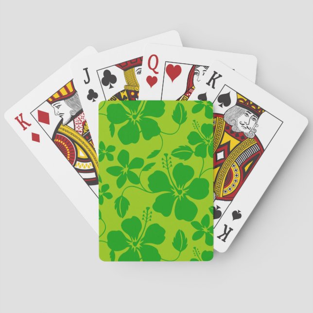 HAWAIIAN HULA (HIBISCUS) PATTERN in LEMON LIME Playing Cards (Back)