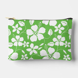 HAWAIIAN HULA (HIBISCUS) PATTERN IN LIME ACCESSORY POUCH
