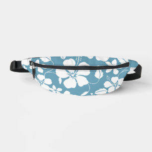 HAWAIIAN HULA (HIBISCUS) PATTERN IN SLATE BLUE BUM BAGS
