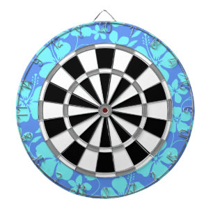 HAWAIIAN HULA (HIBISCUS) PERIWINKLE/TEAL DARTBOARD