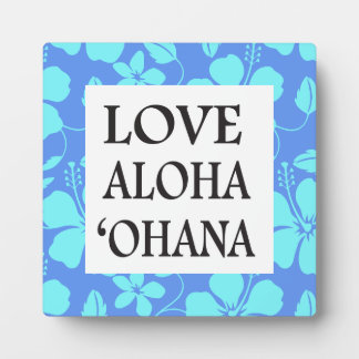 HAWAIIAN HULA (HIBISCUS) PERIWINKLE/TEAL- OHANA PLAQUE