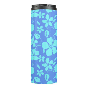 HAWAIIAN HULA (HIBISCUS) PERIWINKLE/TEAL THERMAL TUMBLER