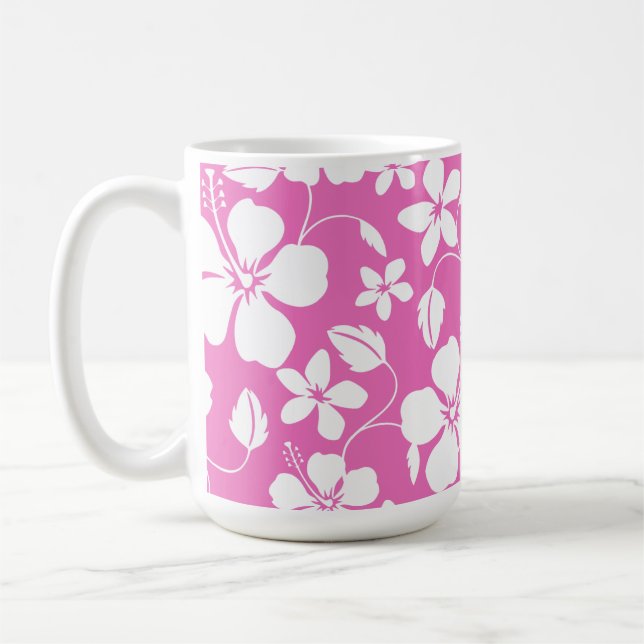 HAWAIIAN HULA (HIBISCUS) PINK COFFEE MUG (Left)