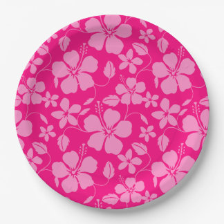 HAWAIIAN HULA (HIBISCUS) PINK GUAVA PAPER PLATE