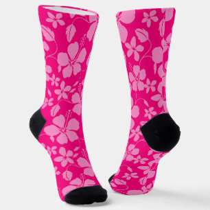 HAWAIIAN HULA (HIBISCUS) PINK GUAVA SOCKS