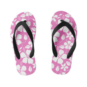 HAWAIIAN HULA (HIBISCUS) PINK KID'S FLIP FLOPS