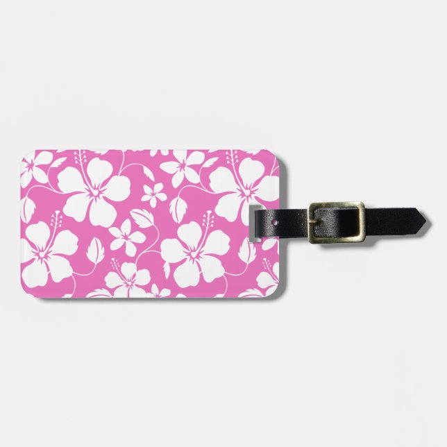 HAWAIIAN HULA (HIBISCUS) PINK LUGGAGE TAG (Front Horizontal)