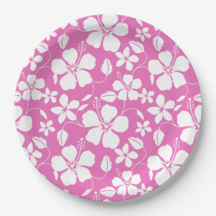 HAWAIIAN HULA (HIBISCUS) PINK PAPER PLATE