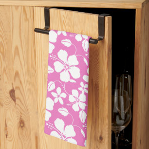 HAWAIIAN HULA (HIBISCUS) PINK TEA TOWEL