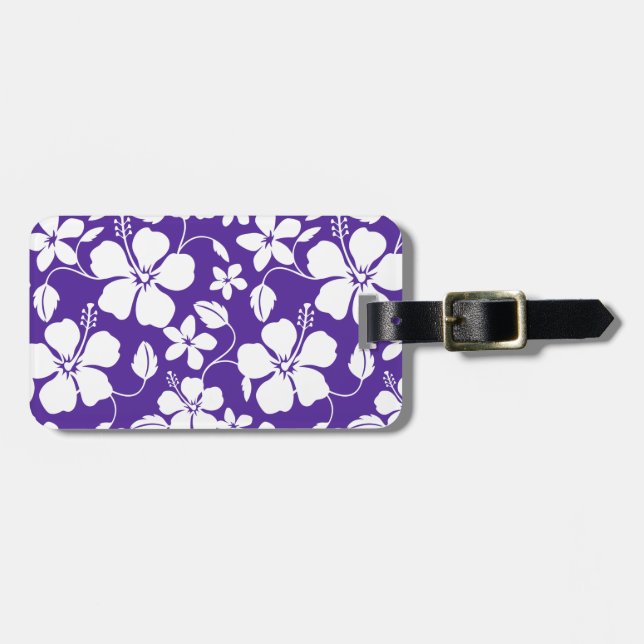 HAWAIIAN HULA (HIBISCUS) PURPLE LUGGAGE TAG (Front Horizontal)