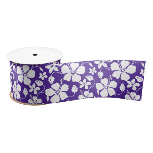 HAWAIIAN HULA (HIBISCUS) PURPLE SATIN RIBBON