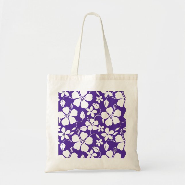 HAWAIIAN HULA (HIBISCUS) PURPLE TOTE BAG (Front)