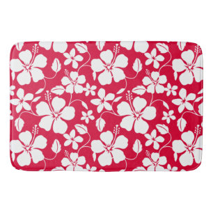 HAWAIIAN HULA (HIBISCUS) RED BATH MAT