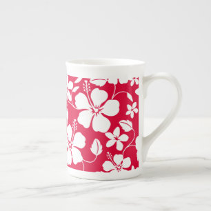 HAWAIIAN HULA (HIBISCUS) RED BONE CHINA MUG
