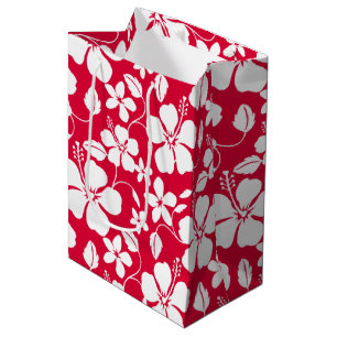 HAWAIIAN HULA (HIBISCUS) RED MEDIUM GIFT BAG