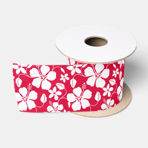 HAWAIIAN HULA (HIBISCUS) RED SATIN RIBBON