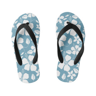 HAWAIIAN HULA (HIBISCUS) SLATE BLUE KID'S FLIP FLOPS
