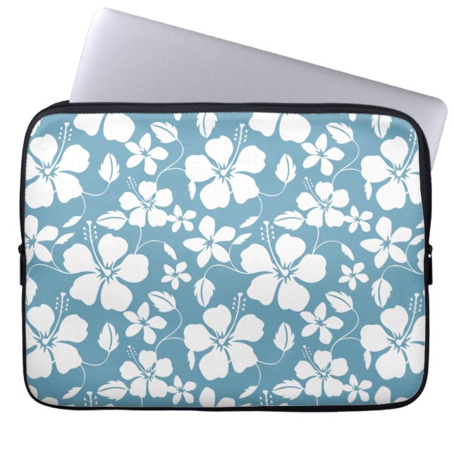 HAWAIIAN HULA (HIBISCUS) SLATE BLUE LAPTOP SLEEVE (Front)
