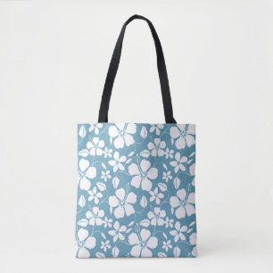 HAWAIIAN HULA (HIBISCUS) SLATE BLUE TOTE BAG