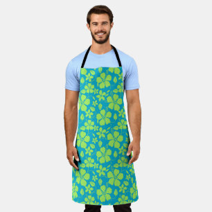 HAWAIIAN HULA (HIBISCUS) TEAL LIME APRON