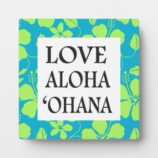 HAWAIIAN HULA (HIBISCUS) TEAL LIME- OHANA PLAQUE