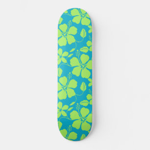 HAWAIIAN HULA (HIBISCUS) TEAL LIME SKATEBOARD