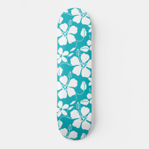 HAWAIIAN HULA (HIBISCUS) TEAL SKATEBOARD