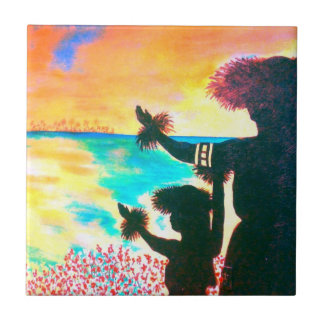 Hawaiian Hula Sunrise Tile