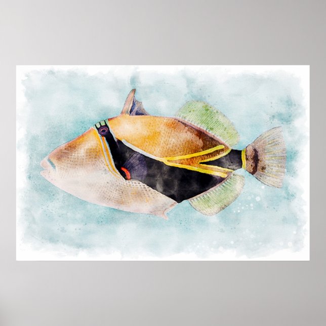Hawaiian Humuhumunukunukuapuaa Trigger Fish Hawaii Poster (Front)