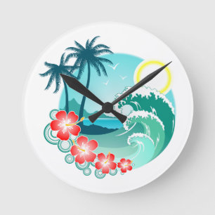 Hawaiian Island 2 Round Clock