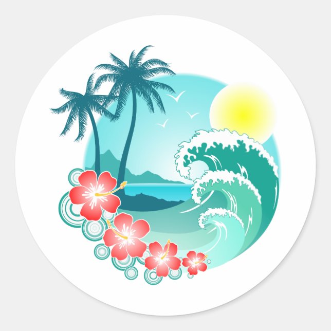 Hawaiian Island 3 Classic Round Sticker (Front)
