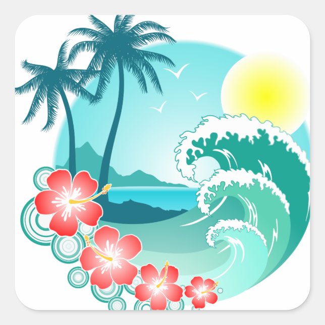 Hawaiian Island 3 Square Sticker (Front)