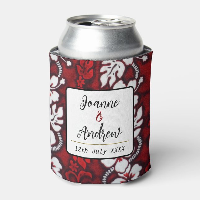Hawaiian Island Beach Wedding Favour Can Cooler (Can Front)