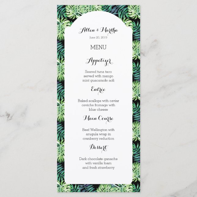 Hawaiian Island Beach Wedding Menu (Front)