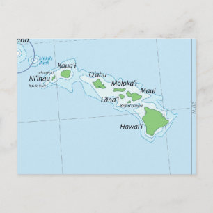 Hawaiian Island Chain Map Postcard